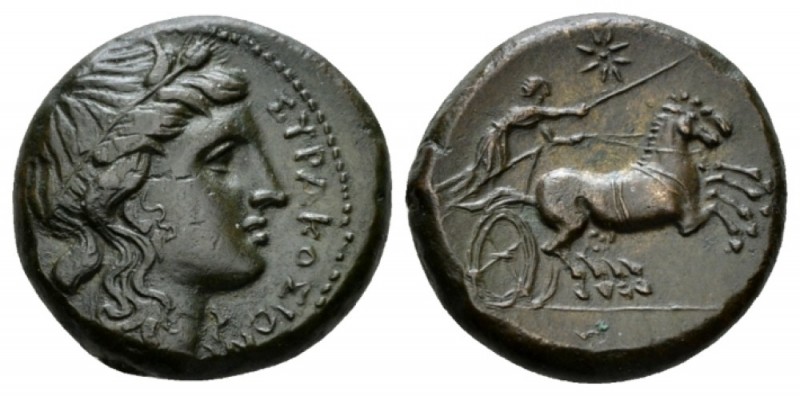 Sicily, Hiketas, 287-278 Syracuse Bronze circa 317-289, Æ 23.5mm., 10.07g. ΣYPAK...