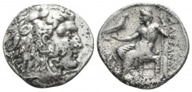Kingdom of Macedon, Byblos Tetradrachm circa 330-320, AR 27mm., 17.04g. Head of Herakles r., wearing lion skin. Rv. AΛEΞANΔPOY Zeus enthroned l., hold...