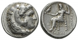 Kingdom of Macedon, Alexander III, 336 – 323 Babylon Tetradrachm circa 323-317, AR 25.5mm., 17.13g. Head of Herakles r., wearing lion skin. Rev. BAΣIΛ...