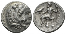 Kingdom of Macedon, Alexander III, 336 – 323 Ake Tetradrachm circa 312-311, AR 26mm., 16.13g. Head of Herakles right, wearing lion skin. Rev. Zeus Aët...