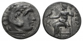 Kingdom of Macedon, Kolophon Drachm 310-301, AR 17.5mm., 3.88g. Head of Herakles r., wearing lion skin. Rev. AΛΕΞΑΝΔΡΟΥ Zeus seated l. with sceptre an...