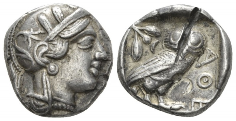 Attica, Athens Tetradrachm circa 403-365, AR 23.5mm., 17.08g. Helmeted head of A...