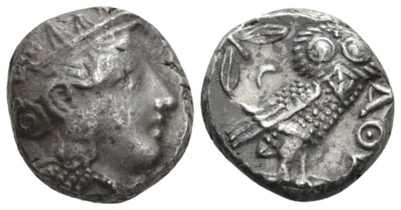 Attica, Athens Tetradrachm circa 350, AR 21mm., 17.21g. Helmeted head of Athena ...