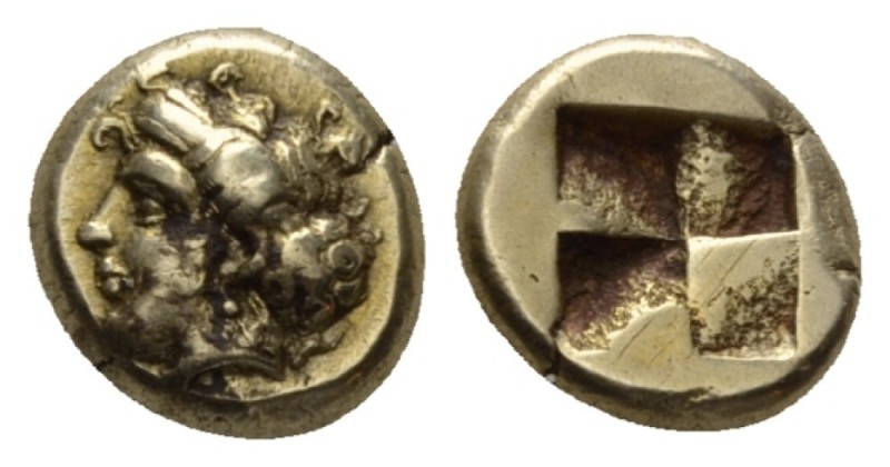 Ionia, Phocaea Hecte circa 477-388, EL 10.5mm., 2.56g. Head of nymph l., wearing...