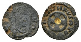 Egypt, Aksum Ebana AE circa 450, Æ 15mm., 0.93g. Crowned bust r., holding sceptre. Rev. Central square with gold filling. Munro-Hay, Aksum pag. 99.
...
