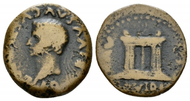 Hispania, Emerita Divus Augustus Bronze After 14 AD, Æ 23.5mm., 7.57g. Radiate h...