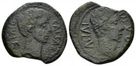 Gallia, Imitation Octavian, 32 – 27 BC Bronze After 38 BC, Æ 31.5mm., 13.18g. CAESAR – DIVI·F Bare head of Octavian r. Rev. DIVOS – IVLIVS Laureate he...