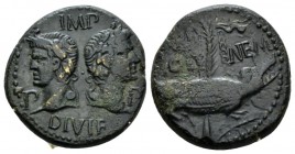 Gallia, Nemausus Octavian as Augustus, 27 BC – 14 AD As circa 10-14, Æ 26.5mm., 12.57g. IMP / P – P / DIVI F Head. Of Agrippa and Augustus back to bac...