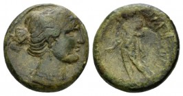 Sicily, Enna Bronze 44-36 BC, Æ 19.5mm., 6.70g. Female head (Persephone?) r. Rev. Triptolemos standing l., extending hand. RPC 662. Calciati (Henna) 9...