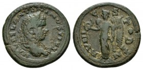 Macedonia, Stobi Caracalla, 198-217 Bronze 198-217, Æ 25mm., 7.77g. Laureate bust r. Rev. Vicory advancing l., holding palm and wreath. Varbanov 4103....