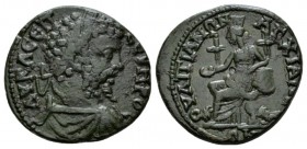 Thrace, Anchialus Septimius Severus, 193-211 Bronze 193-211, Æ 26.5mm., 10.40g. Laureate, draped and cuirassed bust r. Rev. Cybele enthroned l., holdi...