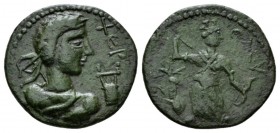 Thrace, Cherson Pseudo-autonomous issu Bronze circa 161-180 Time of M. Aurelius, Æ 25mm., 5.89g. Laureate and draped bust of Chersonas r.; in front, l...