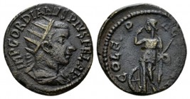 Thrace, Deultum Gordian III, 238-244 Bronze 238-244, Æ 21.5mm., 5.45g. Radiate, draped and cuirassed bust r. Rev. Nemesis standing l., drawing drapery...