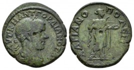 Thrace, Hadrianopolis Gordian III, 238-244 Bronze 238-244, Æ 26mm., 8.82g. Laureate, draped and cuirassed bust r. Rev. Hygieia standing r., feeding se...