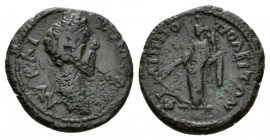 Thrace, Philippopolis Commodus, 177-192 Bronze 177-192, Æ 19mm., 4.43g. Laureate bust r. Rev. Tyche standing l., holding rudder and cornucopia. Varban...