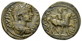 Moesia, Callatis Caracalla, 198-217 Bronze 198-217, Æ 27.5mm., 11.33g. Laureate, draped and cuirassed bust r. Rev. Emperor on horseback advancing r.; ...