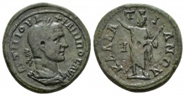 Moesia, Callatis Philip I, 244-249 Bronze 244-249, Æ 27.5mm., 13.32g. Laureate, draped and cuirassed bust r. Rev. Serapis standing l., raising hand an...