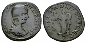 Moesia, Tomis Julia Paula, wife of Elagabalus Bronze 219-220, Æ 24.5mm., 6.97g. Draped bust r. Rev. Tyche standing l., holding rudder and cornucopia; ...