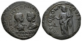 Moesia, Tomis Gordian III, 238-244 Bronze 238-244, Æ 28mm., 13.40g. Laureate, draped and cuirassed bust of Gordian facing bust of Tranquillina. Rev. H...