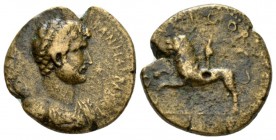 Corinthia, Corinth Hadrian, 117-138 Bronze 117-138, Æ 26.5mm., 14.51g. Laureate draped and cuirassed bust r. Rev. Chimaira advancing l. BMC -. SNG Cop...