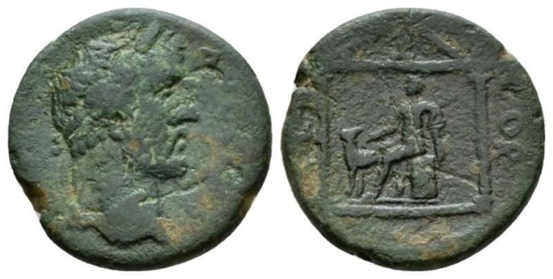 Corinthia, Corinth Antoninus Pius, 138-161 Bronze 138-161, Æ 25mm., 10.57g. Laur...