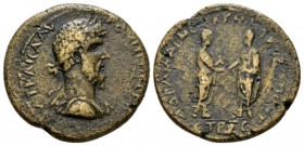 Pontus, Amasia Lucius Verus, 161-169 Bronze 165, Æ 34mm., 21.70g. Laureate, draped and cuirassed bust r. Rev. M. Aurelius and L. Verus standing facing...