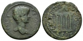 Pontus, Neocaesarea Geta as Caesar, 198-209 Bronze 209-210, Æ 31mm., 14.97g. Bareheaded buirassed bust r. Rev. Tetrastyle temple; in exergue, ET PMR. ...