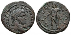 Bithynia, Nicaea Caracalla, 198-217 Bronze 198-217, Æ 27mm., 11.78g. Laureate bust r. Rev. Emperor standing l., holding patera and sceptre. R.G. 467, ...