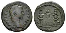 Bithynia, Nicaea Severus Alexander, 222-235 Bronze 222-235, Æ 20.5mm., 5.01g. Laureate bust r. Rev Three legionary insigna. R.G. 617.

Very Fine.
...