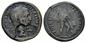 Bithynia, Prusa ad Hypium Maximinus I, 235-238 Bronze 235-238, Æ 25mm., 8.91g. Laureate bust r.; two countermaks, small bust and H. Rev. Herakles stan...