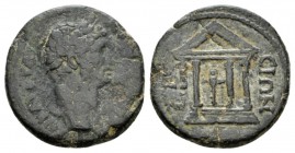 Ionia, Ephesus Hadrian, 117-138 Bronze 117-138, Æ 22.5mm., 5.74g. ΑΥΤ ΚΑΙ ΤΡΑΙ ΑΔΡΙΑΝΟС СЄ Laureate head r. Rev. ЄΦЄСΙΩΝ Tetrastyle temple, containing...