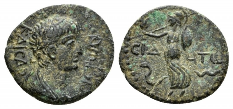 Pamphilia, Side Nero, 54-68 Bronze 55, Æ 19.5mm., 3.44g. Laureate and draped bus...