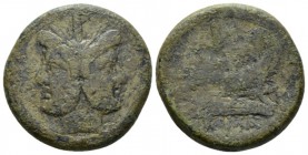 As after 211, Æ 34.5mm., 36.37g. Laureate head of Janus; above, mark of value. Rev. Prow r.; above, mark of value and below, ROMA. Sydenham 143. Crawf...