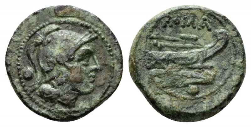 Uncia after 211, Æ 18mm., 3.92g. Head of Roma r., wearing Attic helmet. Rev. ROM...