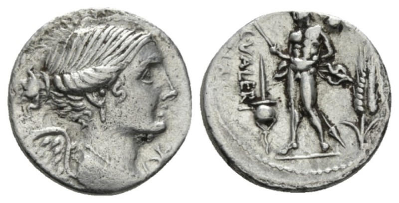 L. Valerius Flaccus. Denarius 108 or 107,, AR 18mm., 3.77g. Draped bust of Victo...