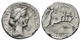 C. Annius. Denarius North-Italy 82-81, AR 19mm., 3.57g. C·ANNI·T·F·T·N· PRO·COS·EX·S·C Diademed and draped female bust r.; behind, caduceus, before, s...