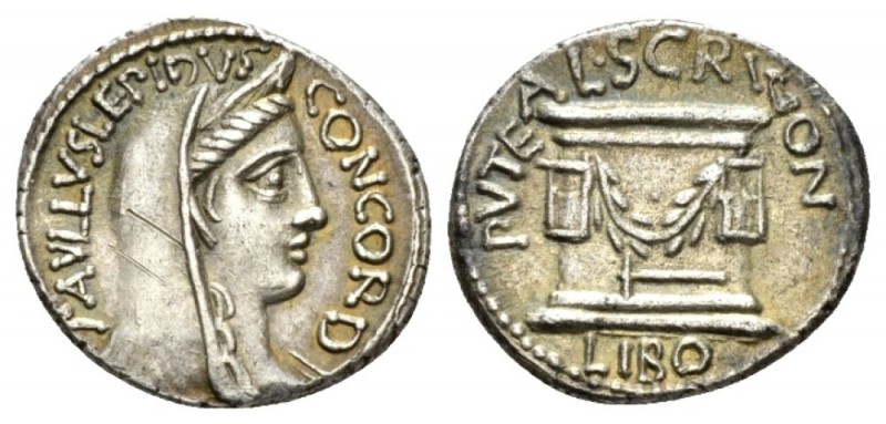 Paullus Aemilius Lepidus and L. Scribonius Libo. Denarius 62, AR 20mm., 3.95g. P...