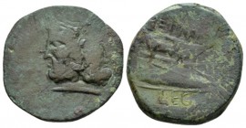 Sextus Pompeius Magnus Pius and F. Eppius As Sicily from 43, Æ 30mm., 22.41g. Laureate head of Janus. Rev. EPPIVS Prow r.; in exergue, [L]EG. Babelon ...