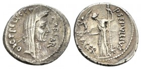 Julius Caesar and P. Sepullius Macer. Denarius 44, AR 19.5mm., 4.03g. CAESAR – DICT PERPETVO Veiled and wreathed head of Caesar r. Rev. P·SEPVLLIVS – ...