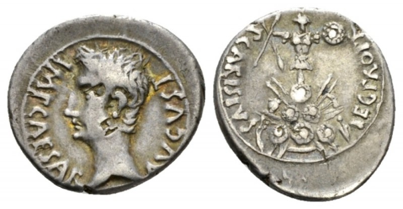 Octavian as Augustus, 27 BC – 14 AD Dnearius Emerita circa 25-23, AR 20mm., 3.91...