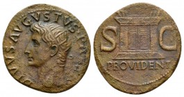 Divus Augustus As circa 22/23-30, Æ 27.5mm., 9.90g. DIVVS·AVGVSTVS PATER Radiate head r. Rev. S – C Altar-enclosure with double-panelled door; in exer...