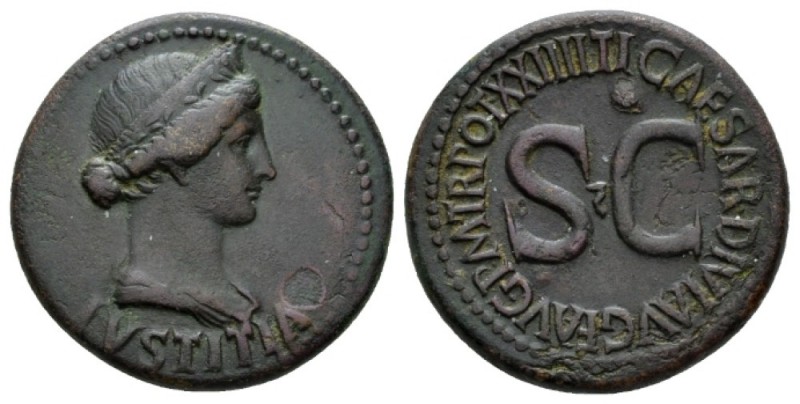In the name of Livia, wife of Augustus Dupondius 21-22, Æ 28.5mm., 13.95g. Dupon...