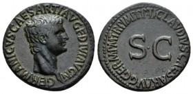Germanicus, father of Gaius As 50-54, Æ 28.5mm., 11.58g. GERMANICVS CAESAR T AVG F DIV AVG N Bare head r. Rev. TI CLAVDIVS CAESAR AVG GERM P M TR P IM...