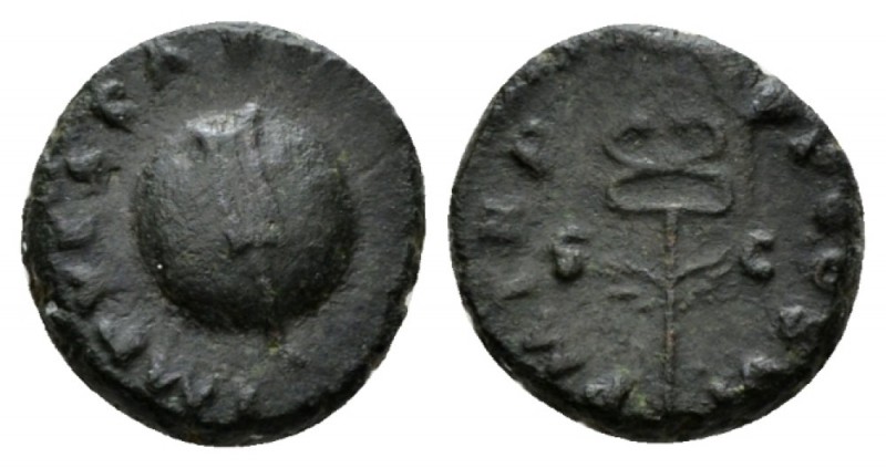 Vespasian, 69-79 Quadrans 77-78, Æ 14.5mm., 2.90g. Rudder on globe. Rev. Winged ...