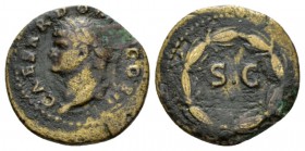 Domitian Caesar, Quadrans Rome mint, possibly for circulation in Syria. 74, Æ 21mm., 5.39g. Laureate head L. Rev. S • C within laureal wreath. RIC Ves...