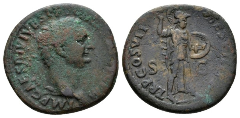 Domitian, 81-96 As 81, Æ 26.5mm., 9.87g. IMP CAES DIVI VESP F DOMITIAN AVG P M L...