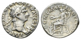Trajan, 98-117 Denarius 98-99, AR 16.5mm., 3.41g. IMP CAES NERVA TRAIAN AVG GERM Laureate head r. Rev. PONT MAX TR POT COS II Concordia seated l., hol...