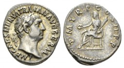 Trajan, 98-117 Denarius 98-99, AR 19mm., 3.68g. Laureate head r. Rev. Vesta seated l., holding patera and torch. RIC -. C -. CBN 58. BMC 25.

Good V...
