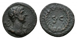 Trajan, 98-117 Uncertain denomination 116, Æ 11mm., 0.61g. Laureate and draped bust r. Rev. S C within wreath. C 348. BMC 1075. RIC 443. CBN 950.

R...