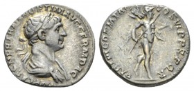 Trajan, 98-117 Denarius 116-117, AR 18mm., 3.30g. IMP CAES NER TRAIAN OPTIM AVG GERM DAC Laureate and draped bust r. Rev. PARTHICO P M TR P COS VI P P...